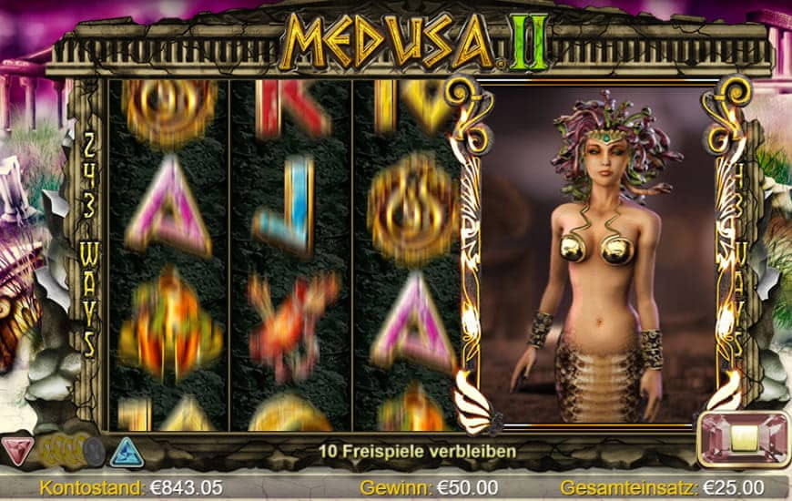 Freispiele werden durch drei oder mehr Scatter-Symbole ausgelöst beim Slot Medusa 2.