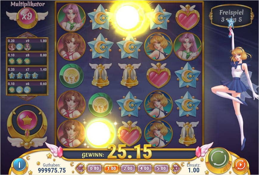 Eindruck aus der Bonusrunde beim Moon Princess Slot.
