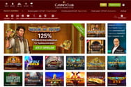 Die CasinoClub Webseite mit einer großen Auswahl an Spielen und Live Dealer Spieltischen.