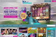 Die Karamba Casino Webseite mit einer großen Auswahl an Spielen und Live Dealer Spieltischen.