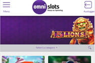Die mobile Ansicht des Omni Slots Casinos
